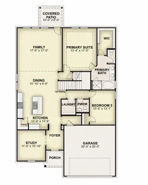 2D floor plan layout for the Freedom by Rockwell Homes in South Meadow, Melissa, TX (Image 5).
