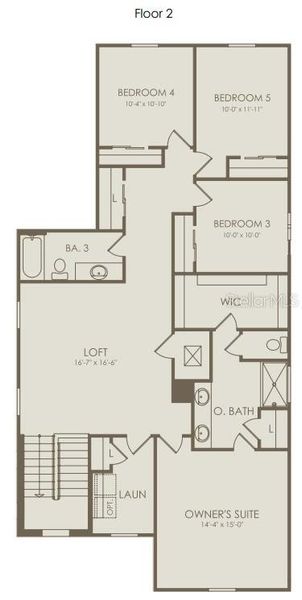 2D floor plan layout of this home in Parkside Trails, Clermont, FL (Image 3).