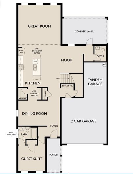 2D floor plan layout for the Duval by Ashton Woods in Oakfield Trails Signature, Parrish, FL (Image 3).