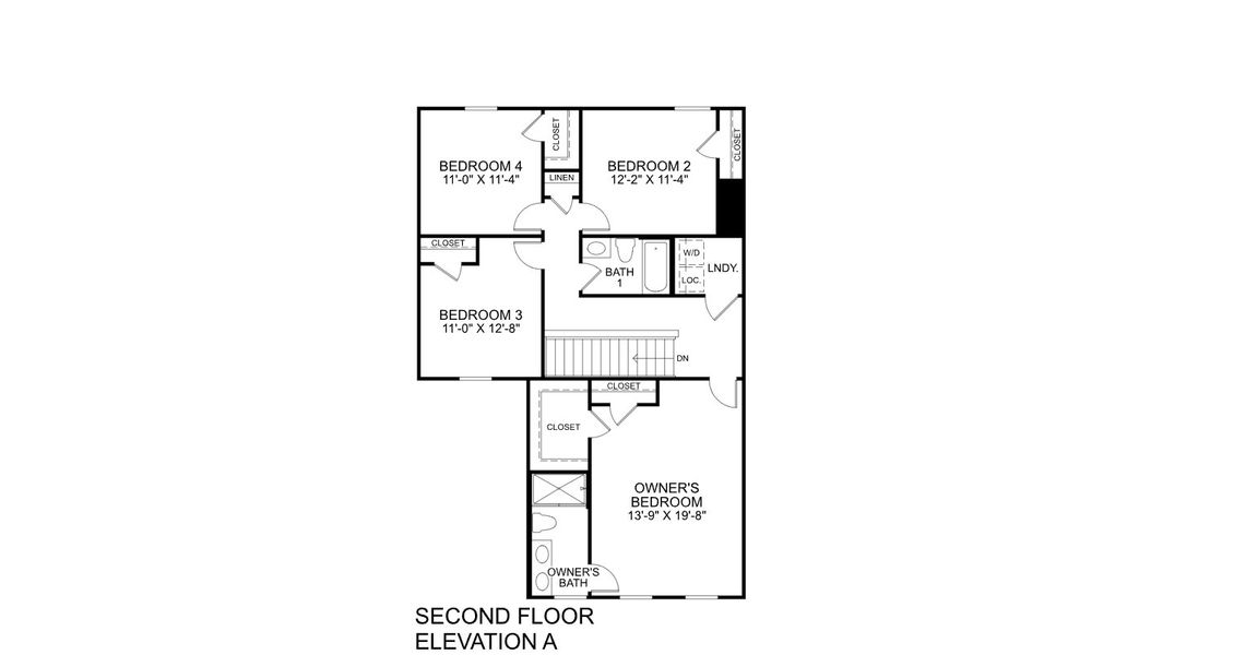 2D floor plan layout for the Lily by Ryan Homes in Aspen Meadows, Hampton, GA (Image 3).
