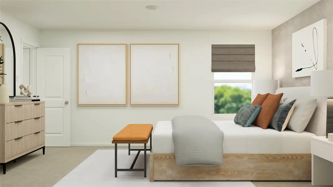 Furnished interior view inside a new home in Pradera: Watermill Collection, Uhland (Image 24). Furnished interior view inside a new home in Pradera: Watermill Collection, Uhland (Image 24).