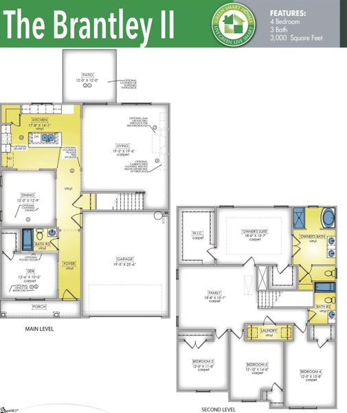 2D floor plan layout of this home in Shiloh Trail, Wellford, SC (Image 6).
