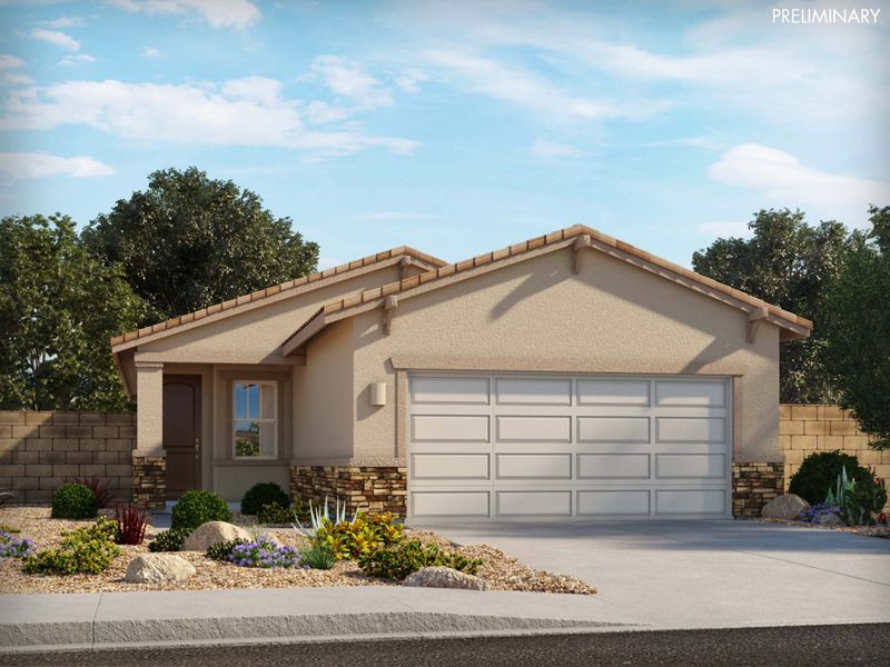 Representative exterior photo of a completed home built from the Meadow by Meritage Homes in Sonora at Entrada del Pueblo, Sahuarita, AZ (Image 4).