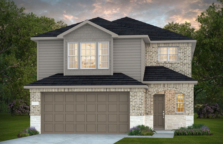 Representative exterior photo of a completed home built from the Coolidge by Centex in Pinara Pines, Conroe, TX (Image 12). Representative exterior photo of a completed home built from the Coolidge by Centex in Pinara Pines, Conroe, TX (Image 12).
