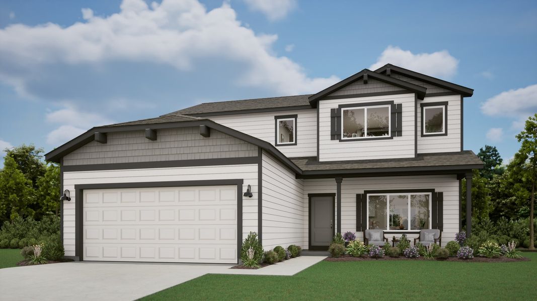 Representative exterior photo of a completed home built from the Thielsen by MonteVista Homes in Feather Ridge, Redmond, OR (Image 3).