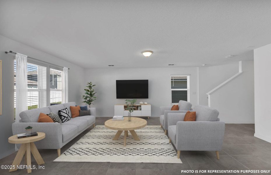 Furnished interior view inside a new home in Wells Landing, Jacksonville (Image 5). Furnished interior view inside a new home in Wells Landing, Jacksonville (Image 5).