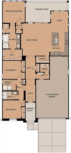 2D floor plan layout for the Del Dotto by Fulton Homes in Silverado at Enclave, Litchfield Park, AZ (Image 3).