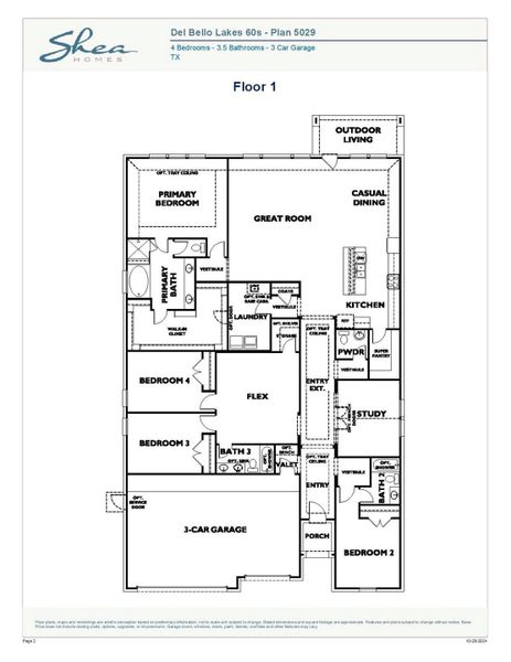 2D floor plan layout of this home in Del Bello Lakes 60', Manvel, TX (Image 2). 2D floor plan layout of this home in Del Bello Lakes 60', Manvel, TX (Image 2).