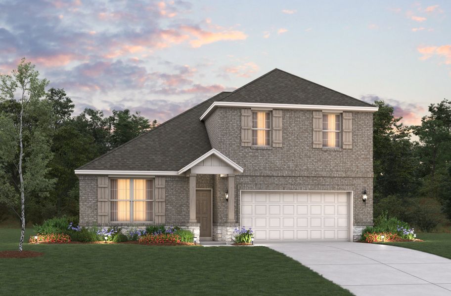 Representative exterior photo of a completed home built from the Berkshire by Beazer Homes in Lake Pointe, Little Elm, TX (Image 2). Representative exterior photo of a completed home built from the Berkshire by Beazer Homes in Lake Pointe, Little Elm, TX (Image 2).