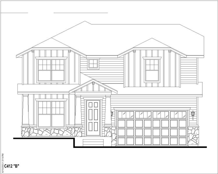 Plan C412 Elevation B w/ Stone