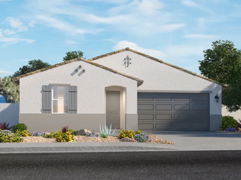 Front exterior of a home in the Mountain View Estates Signature Series community, located in Buckeye, AZ (Image 2).