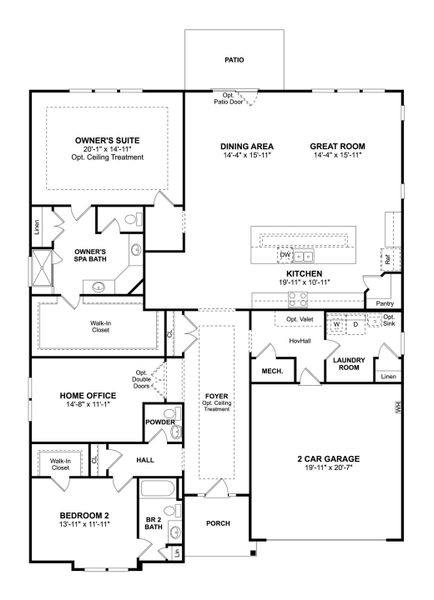 2D floor plan layout for the San Sebastian by K. Hovnanian® Homes in K. Hovnanian's® Four Seasons at Carolina Oaks, Bluffton, SC (Image 3).