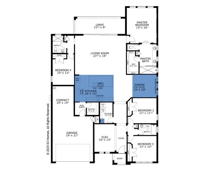 2D floor plan layout for the Costa Mesa - Elite Series | 60' Wide Lots by ICI Homes in Oakbend, Venice, FL (Image 3).