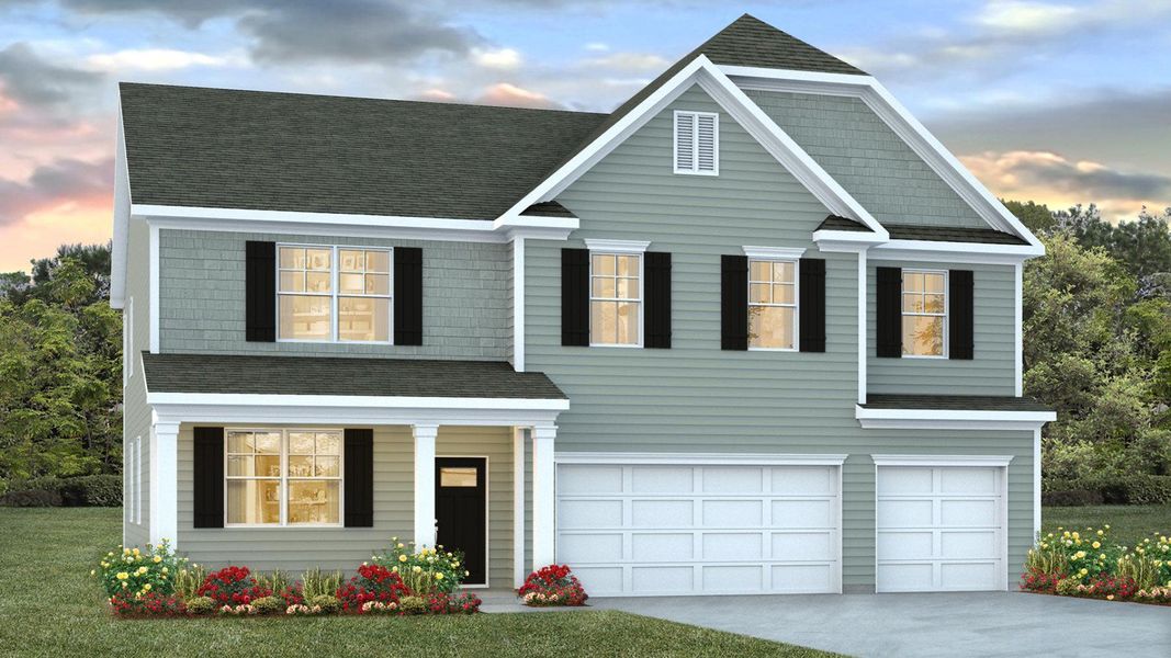 Representative exterior photo of a completed home built from the MANSFIELD by D.R. Horton in Carolina Groves, Moncks Corner, SC (Image 2).