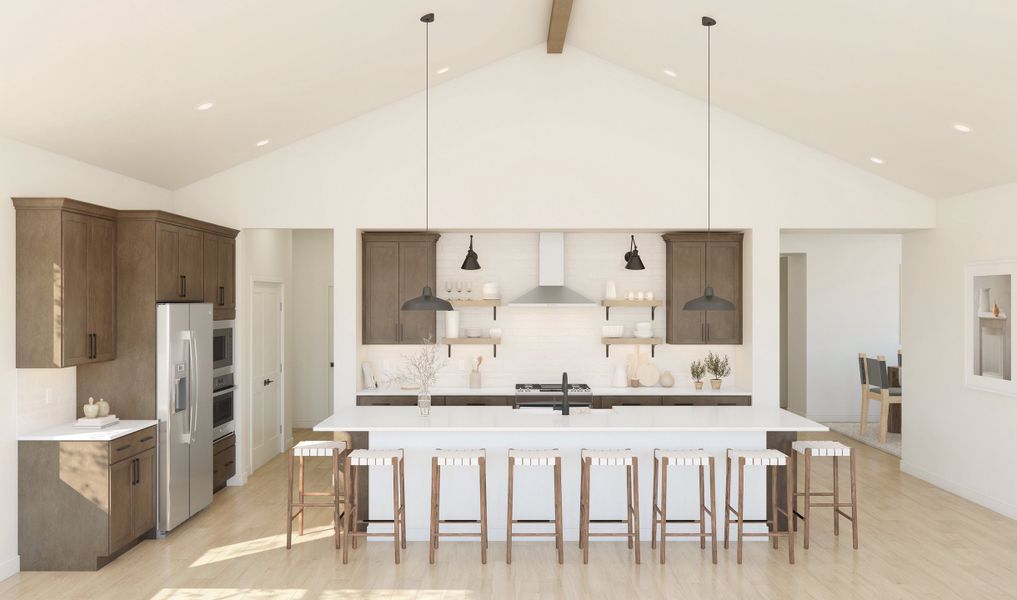 Kitchen with pendant lighting