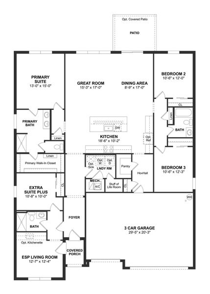 2D floor plan layout for the Aegean by K. Hovnanian® Homes in Aspire at Treasure Coast, Palm Bay, FL (Image 3).