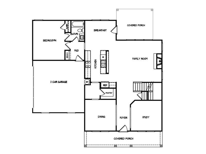 2D floor plan layout for the The Lakehurst by My Home Communities in Magnolia Ridge, Monroe, GA (Image 5).