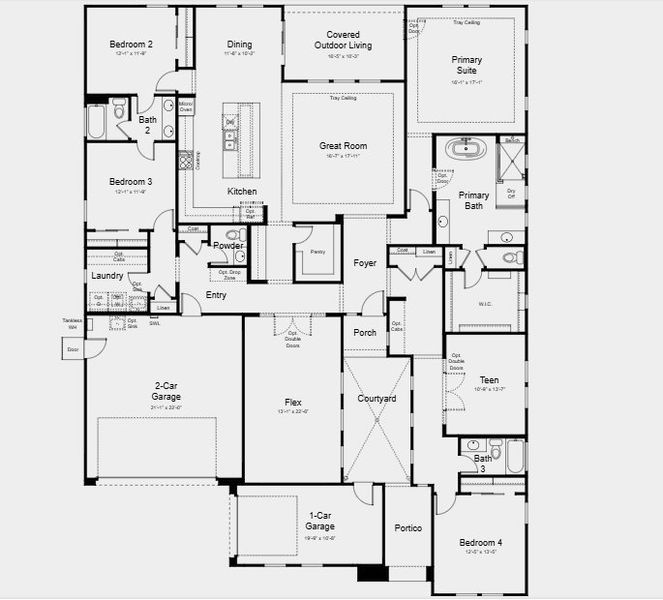 2D floor plan layout for the Adair by Taylor Morrison in Verdin Summit Collection, Phoenix, AZ (Image 3).
