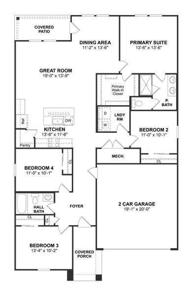 2D floor plan layout for the Goldenrod II by K. Hovnanian® Homes in Aspire at Reunion, Newark, TX (Image 3). 2D floor plan layout for the Goldenrod II by K. Hovnanian® Homes in Aspire at Reunion, Newark, TX (Image 3).