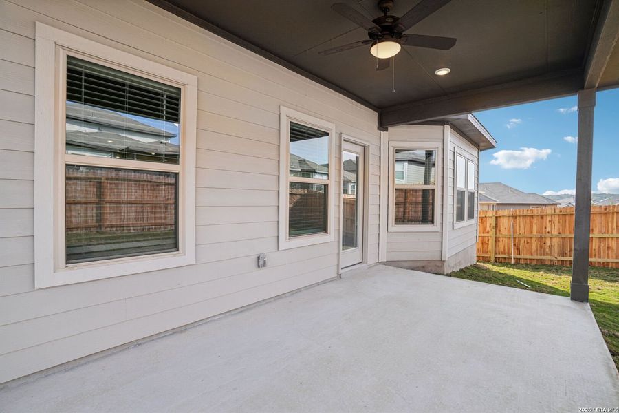 Exterior details and patio area of a home in Lark Canyon, New Braunfels (Image 22).