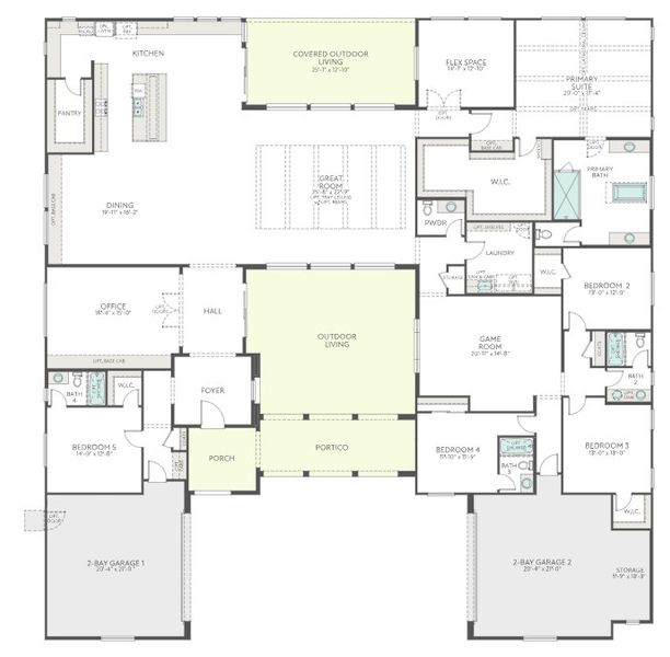 2D floor plan layout for the Lustre Plan 9003 by Tri Pointe Homes in Emberly, Queen Creek, AZ (Image 4).