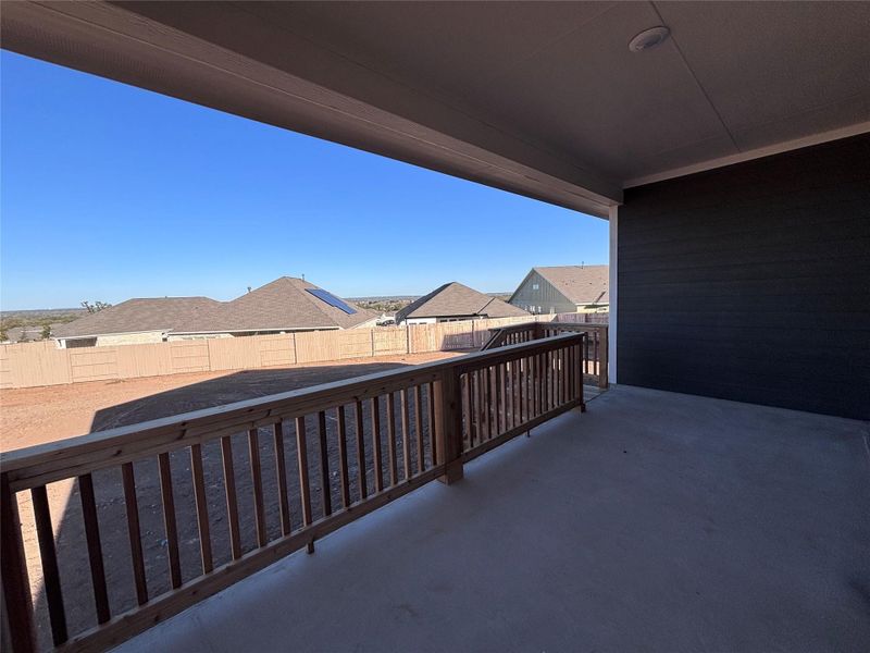 Exterior details and patio area of a home in The Colony 45s, Bastrop (Image 3).