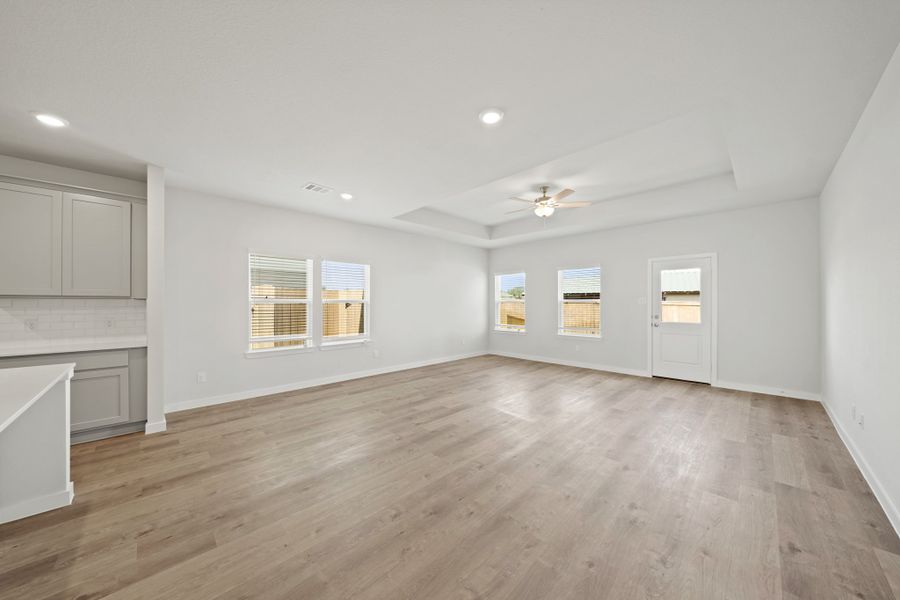 A large empty kitchen. A large empty kitchen.