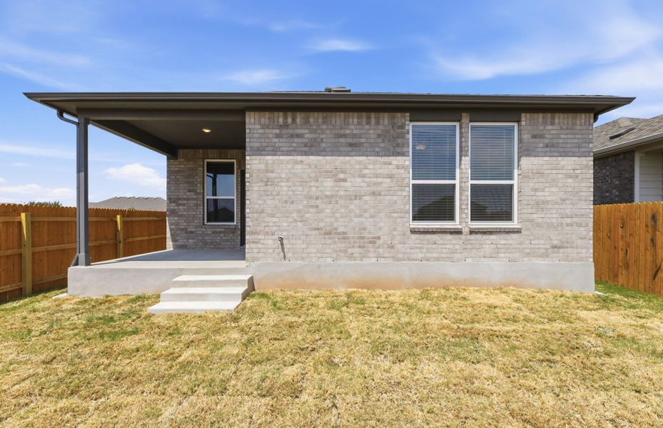 Exterior details and patio area of a home in Crosswinds, Kyle (Image 28). Exterior details and patio area of a home in Crosswinds, Kyle (Image 28).