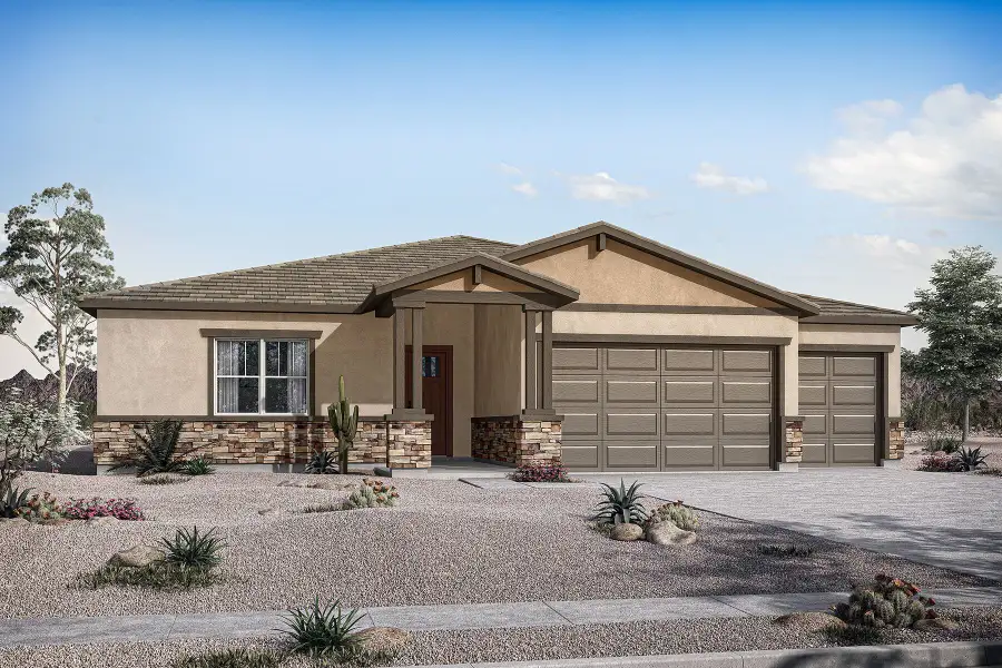 Representative exterior photo of a completed home built from the Hunter by Mattamy Homes in Empire Pointe, Queen Creek, AZ (Image 2). Representative exterior photo of a completed home built from the Hunter by Mattamy Homes in Empire Pointe, Queen Creek, AZ (Image 2).