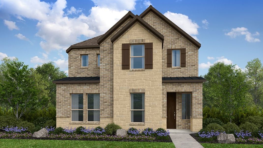 Front exterior of a new home in The Ranch at Uptown Celina 40s, Celina, TX, highlighting curb appeal (Image 1). Front exterior of a new home in The Ranch at Uptown Celina 40s, Celina, TX, highlighting curb appeal (Image 1).