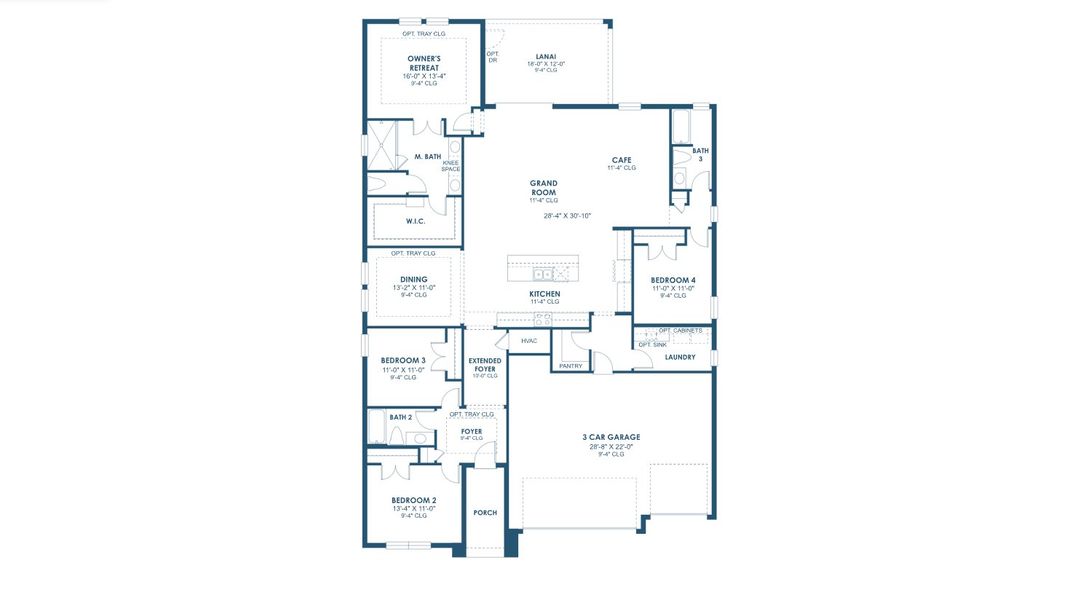 2D floor plan layout for the Hyde Park III by Homes by WestBay in Pasadena Woods, Dade City, FL (Image 3).