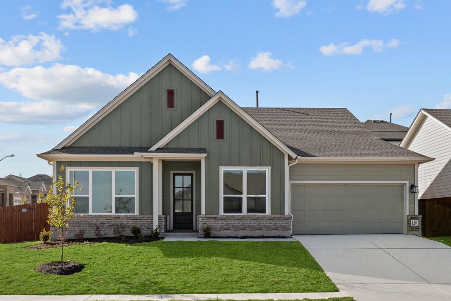 Representative exterior photo of a completed home built from the The Carpenter by David Weekley Homes in Sunfield, Buda, TX (Image 5).