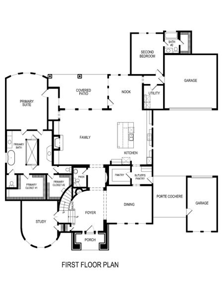 2D floor plan layout for the Churchill PC by First Texas Homes in Broadmoor Estates, Ovilla, TX (Image 3).