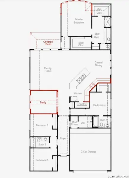 2D floor plan layout of this home in Foxbrook, Cibolo, TX (Image 2). 2D floor plan layout of this home in Foxbrook, Cibolo, TX (Image 2).
