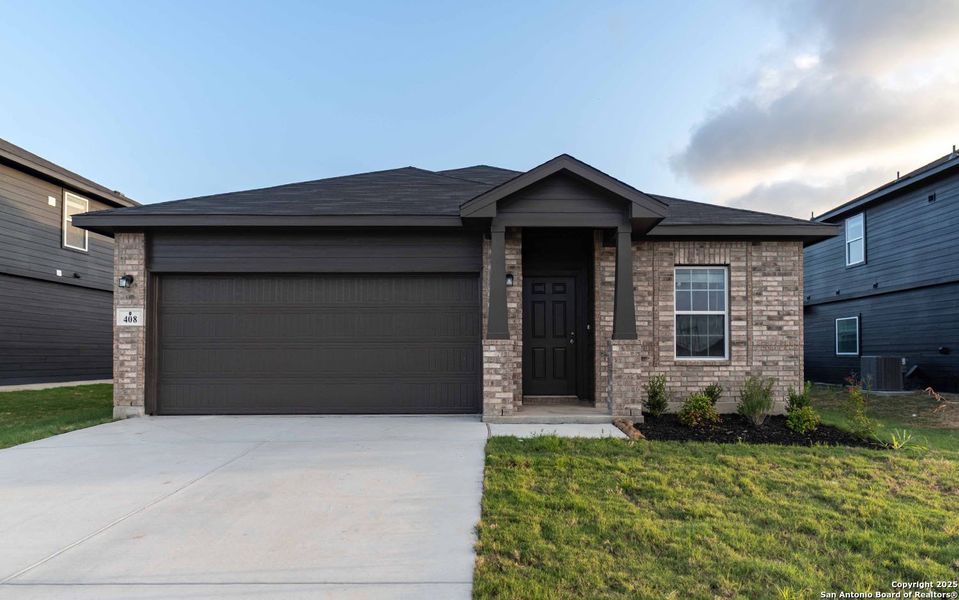 Front exterior of a new home in Hannah Heights, Seguin, TX, highlighting curb appeal (Image 2). Front exterior of a new home in Hannah Heights, Seguin, TX, highlighting curb appeal (Image 2).