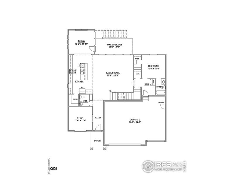 2D floor plan layout of this home in RainDance National 60/70, Windsor, CO (Image 3).