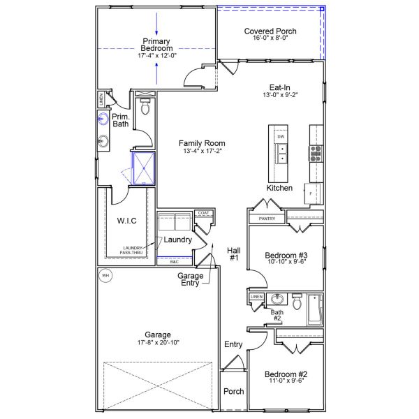 2D floor plan layout of this home in Fairway Woods at Wyboo, Manning, SC (Image 5).