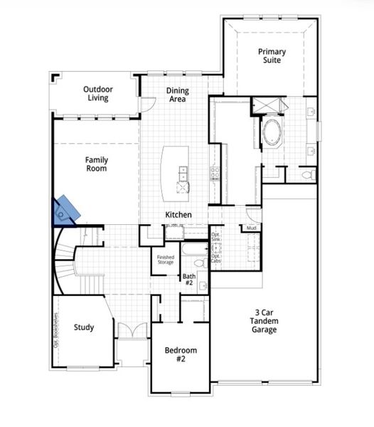 2D floor plan layout for the 220 by Highland Homes in Furst Ranch, Flower Mound, TX (Image 16).