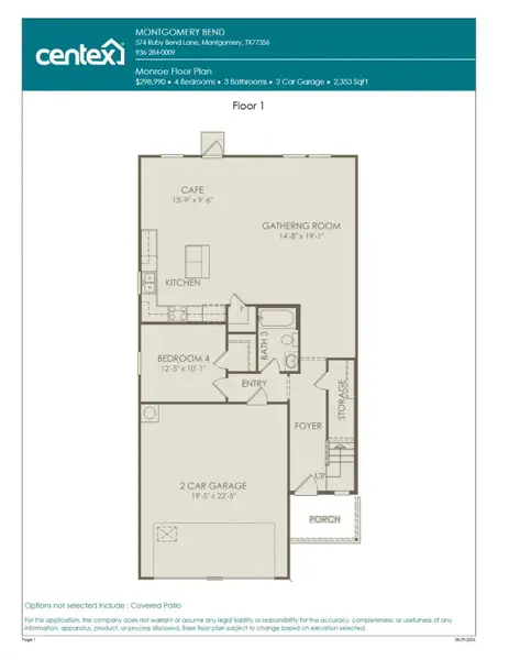2D floor plan layout of this home in Montgomery Bend, Montgomery, TX (Image 3).