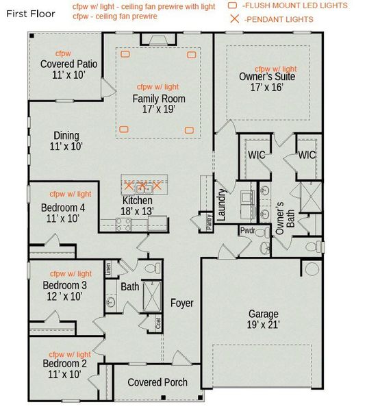 2D floor plan layout of this home in Hampshire Hills, Columbia, TN (Image 4).