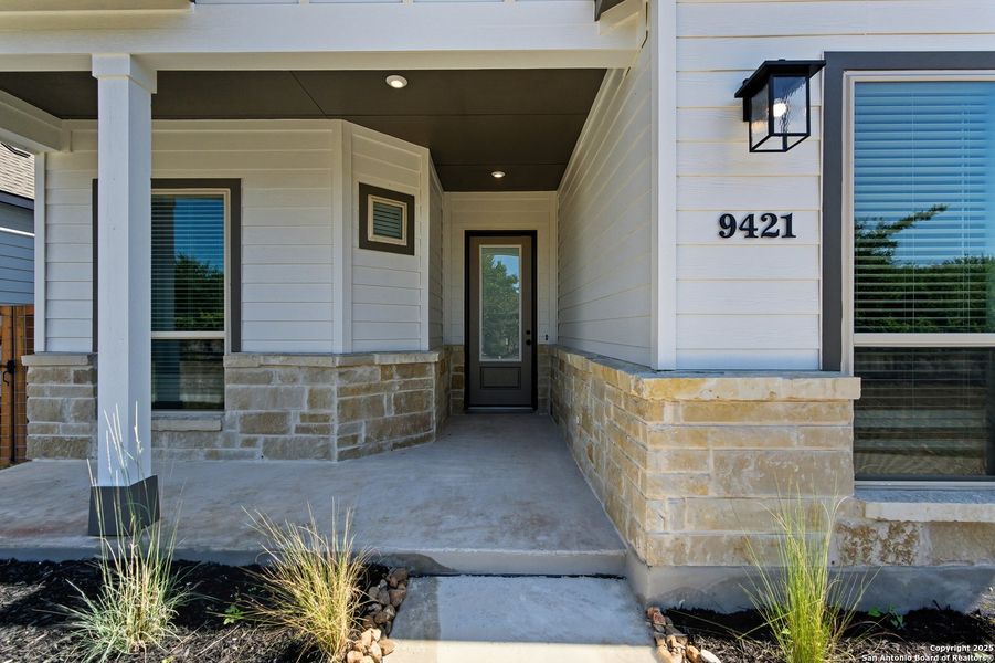 Exterior details and patio area of a home in The Crossvine – Garden Homes, Schertz (Image 21).