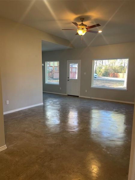 Large Family room with picture windows