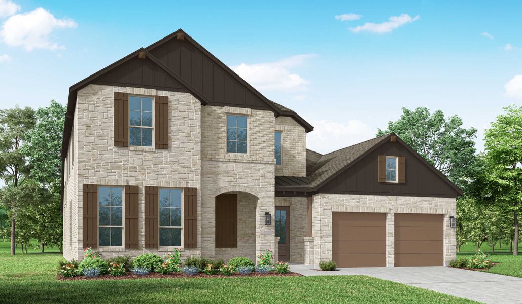 Representative exterior photo of a completed home built from the 224 Plan by Highland Homes in Walsh: 60ft. lots, Aledo, TX (Image 2). Representative exterior photo of a completed home built from the 224 Plan by Highland Homes in Walsh: 60ft. lots, Aledo, TX (Image 2).