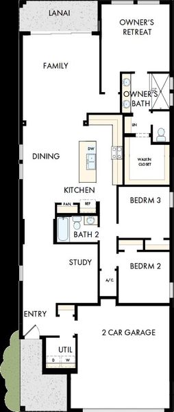 2D floor plan layout of this home in Chapel Crossings - Garden Series, Wesley Chapel, FL (Image 2). 2D floor plan layout of this home in Chapel Crossings - Garden Series, Wesley Chapel, FL (Image 2).