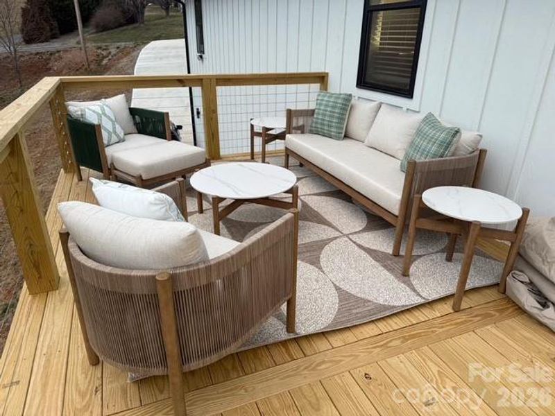 seating area with incredible mountain views on wrap around deck seating area with incredible mountain views on wrap around deck