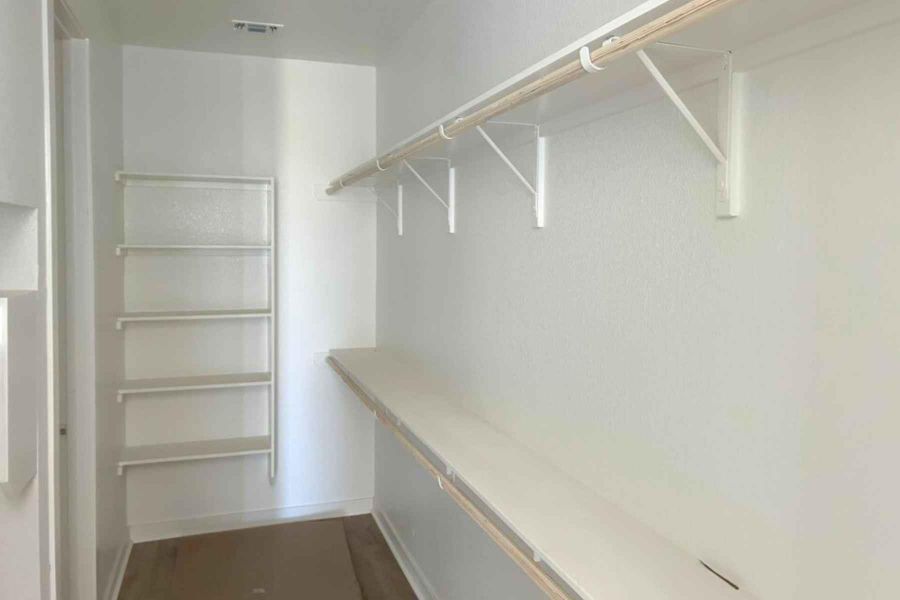 Spacious closet with dark wood-type flooring Spacious closet with dark wood-type flooring