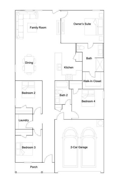 2D floor plan layout of this home in Magnolia Forest, Montgomery, TX (Image 2).