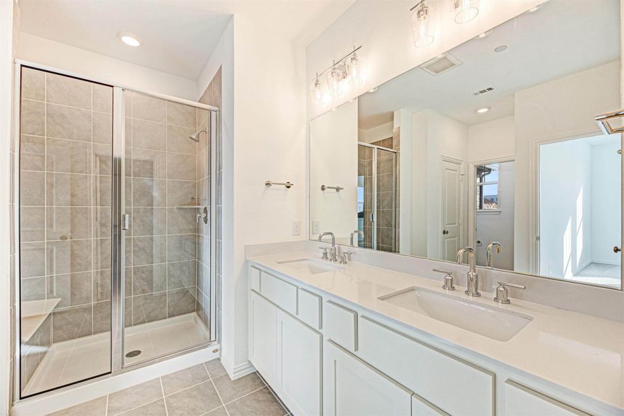 Brown Townhome Primary Bathroom by Ashton Woods