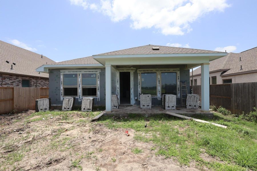 Exterior details and patio area of a home in Meridiana - Terrace Collection, Manvel (Image 3). Exterior details and patio area of a home in Meridiana - Terrace Collection, Manvel (Image 3).
