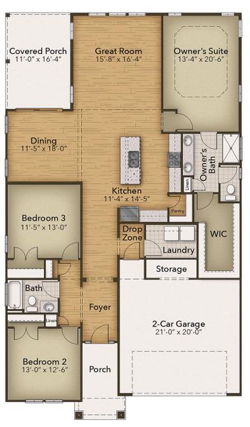 2D floor plan layout for the The Newberry by Chesapeake Homes in Waterbridge, Myrtle Beach, SC (Image 4).